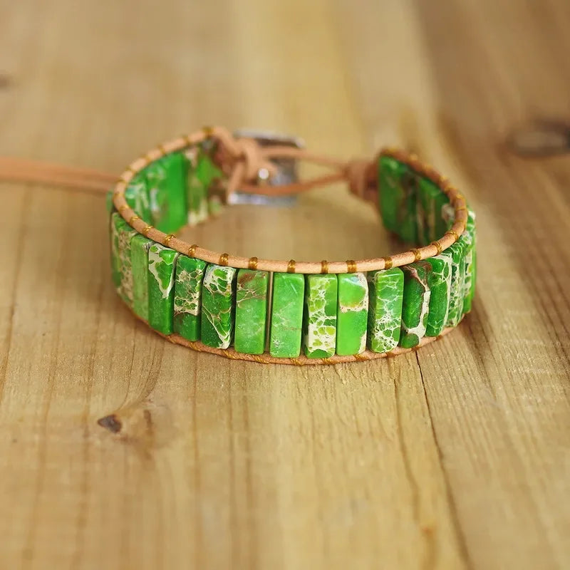 Amazonite Natural Stone Leather Wrap Bracelet