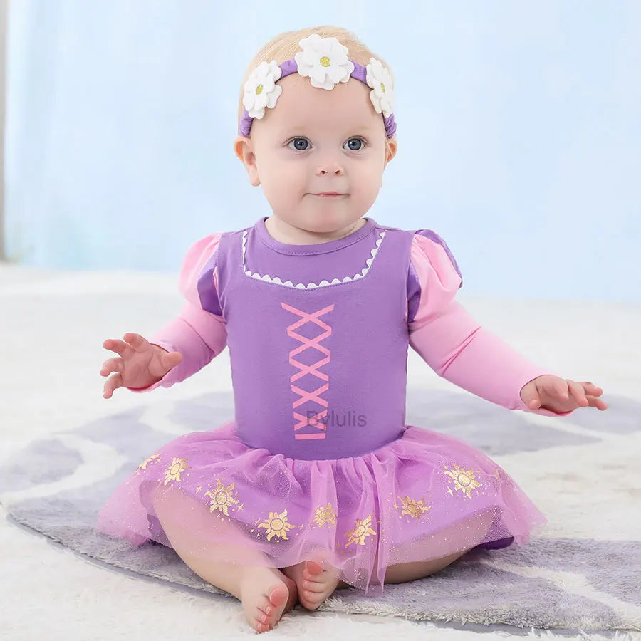 Baby Romper Tutu Dress with Headband Infant Baby Girl Princess Clothes Cute Design Kids Dress Halloween Party Costumes Outfit - Charlie Dolly