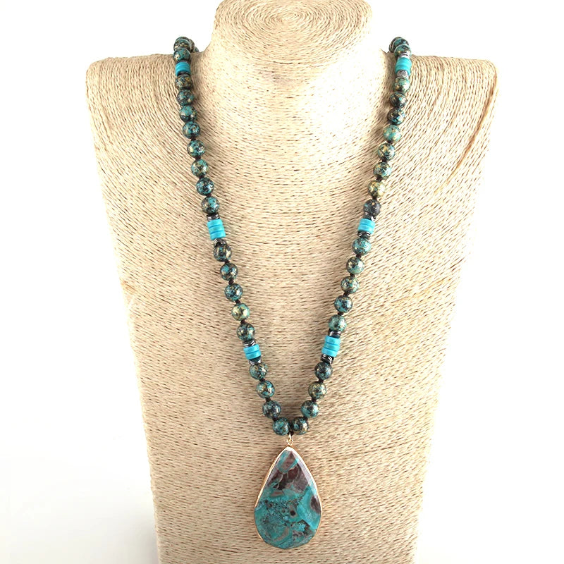 Fashion Boho Jewelry Natural Stones With Semi Precious Pendant Necklaces Women Bohemia Necklace Gift - Charlie Dolly