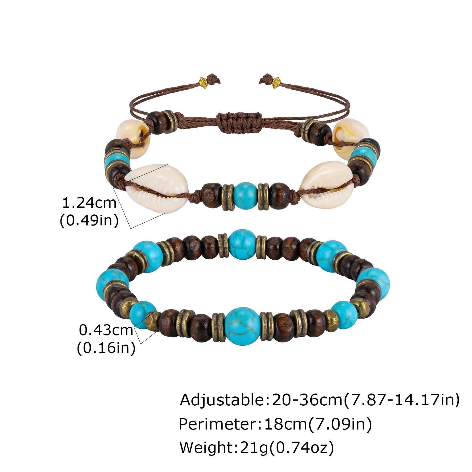 Cowrie Shell and Coconut Wood Bead Boho Anklet
