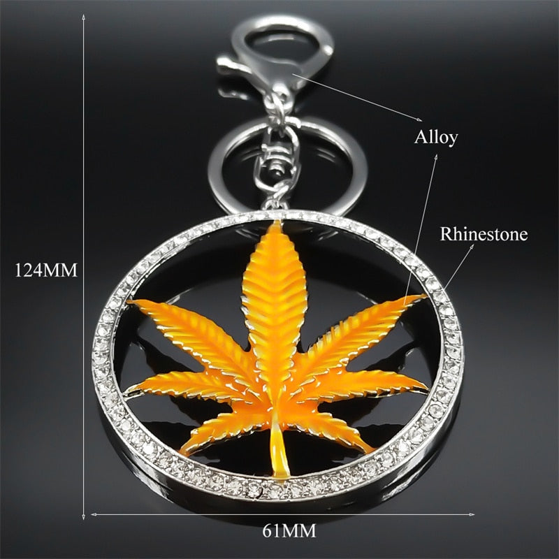 Fashion Crystal Keychain Maple Leaves Pendants Key Ring Alloy Multiple Colors Key Holder Bag Accessories Jewelry Souvenir Gifts