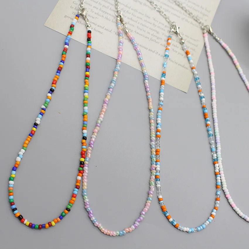 Handmade Seed Bead Colorful Boho Choker Necklace