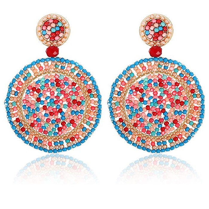 Top Quality Round Popular Earrings Handmade Jewelry Retro Ethnic Ladies Bohemian Earring