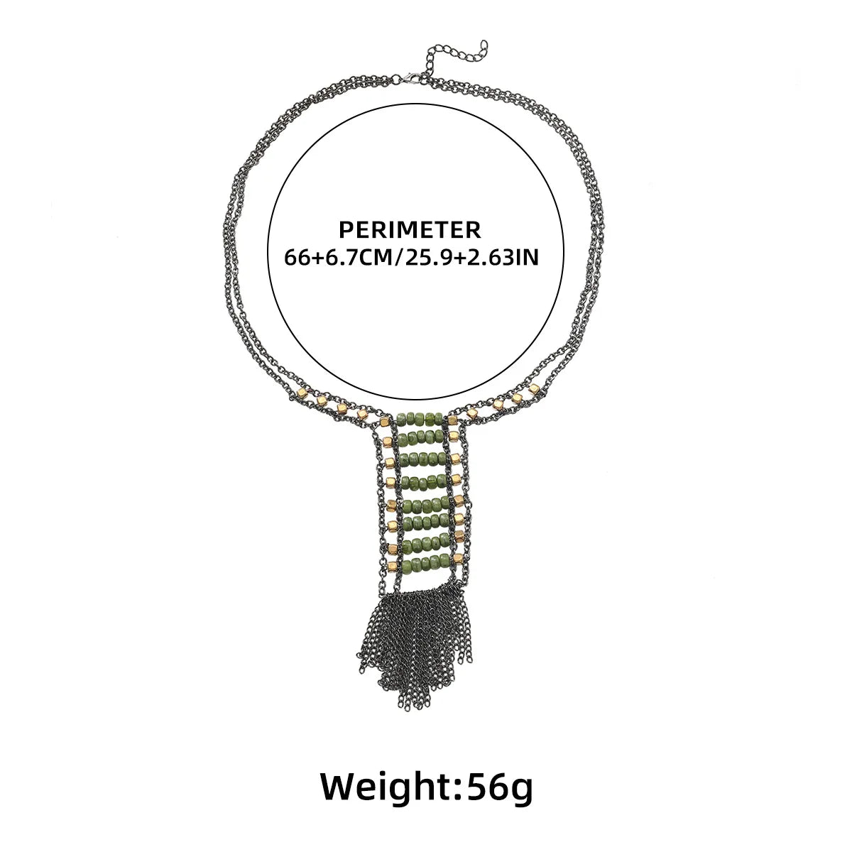 Beaded Chain Tassel Pendant Necklace Jewelry