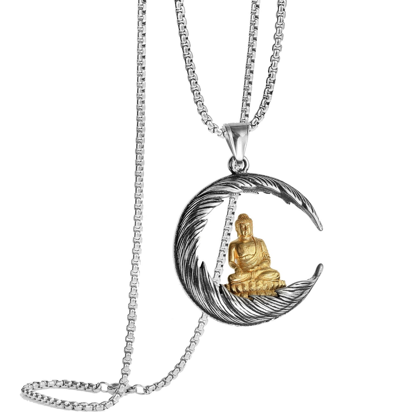 Latest Retro Personality Trend Moon Buddha Pendant Necklace Neutral Fashion Party Jewelry Gift