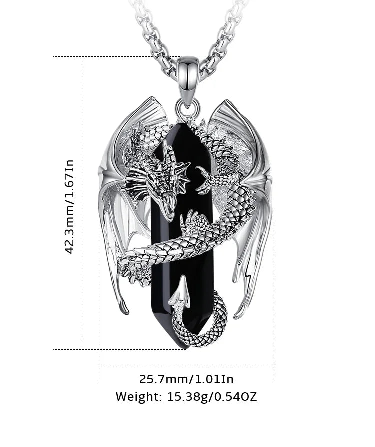 Dragon Obsidian Hexagonal Prism Necklace