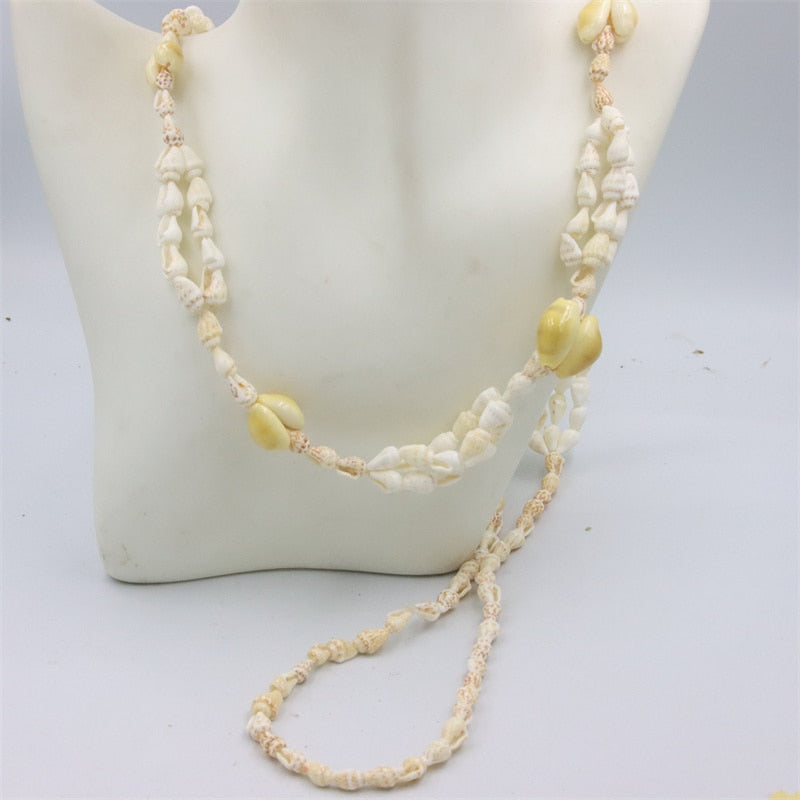 Trendy Fashion Jewelry Natural Sea Snail Shape Shell Beads Making Long Necklace Sweater Design For Women Party Gift Accessories