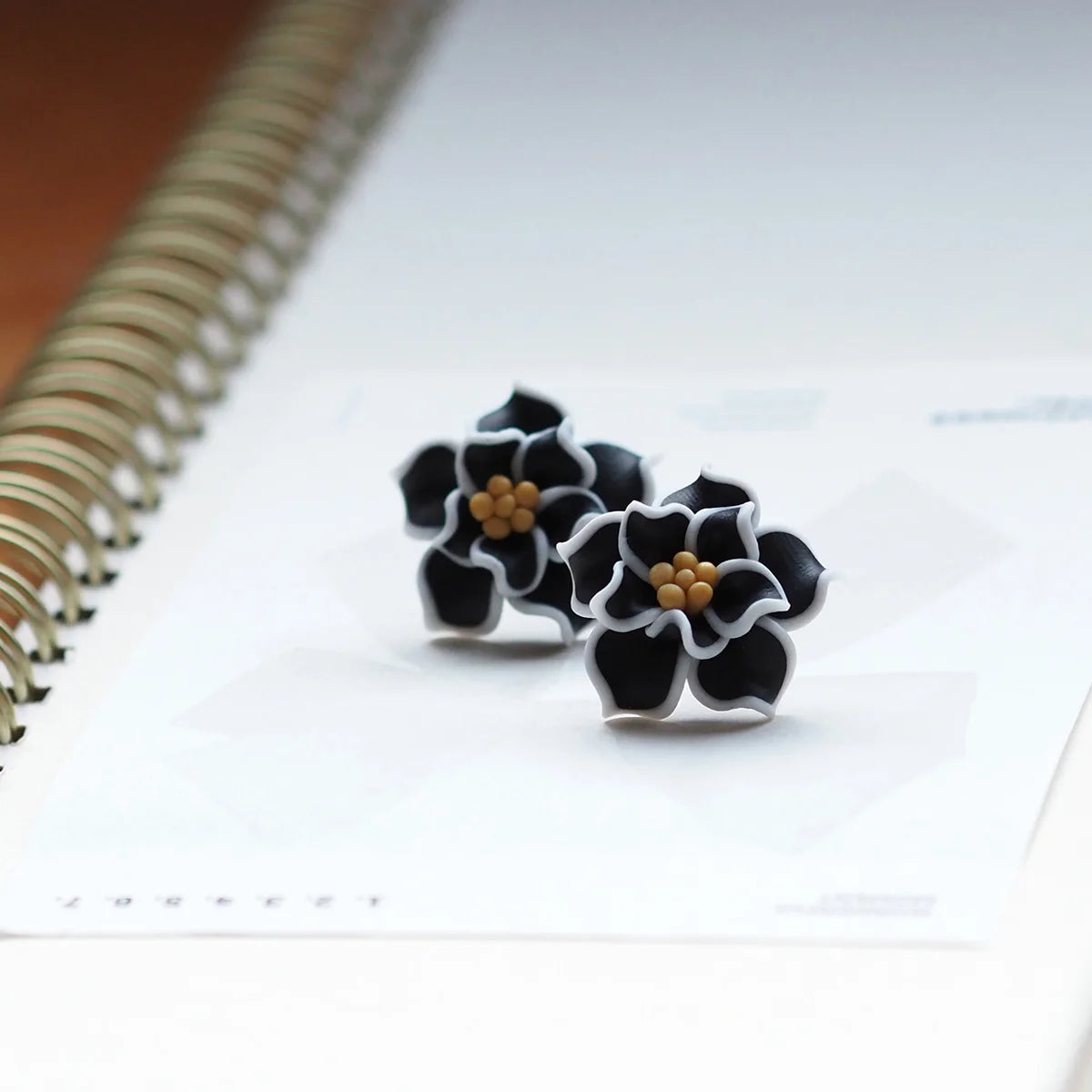 3D Clay Flower Statement Stud Earrings Jewelry