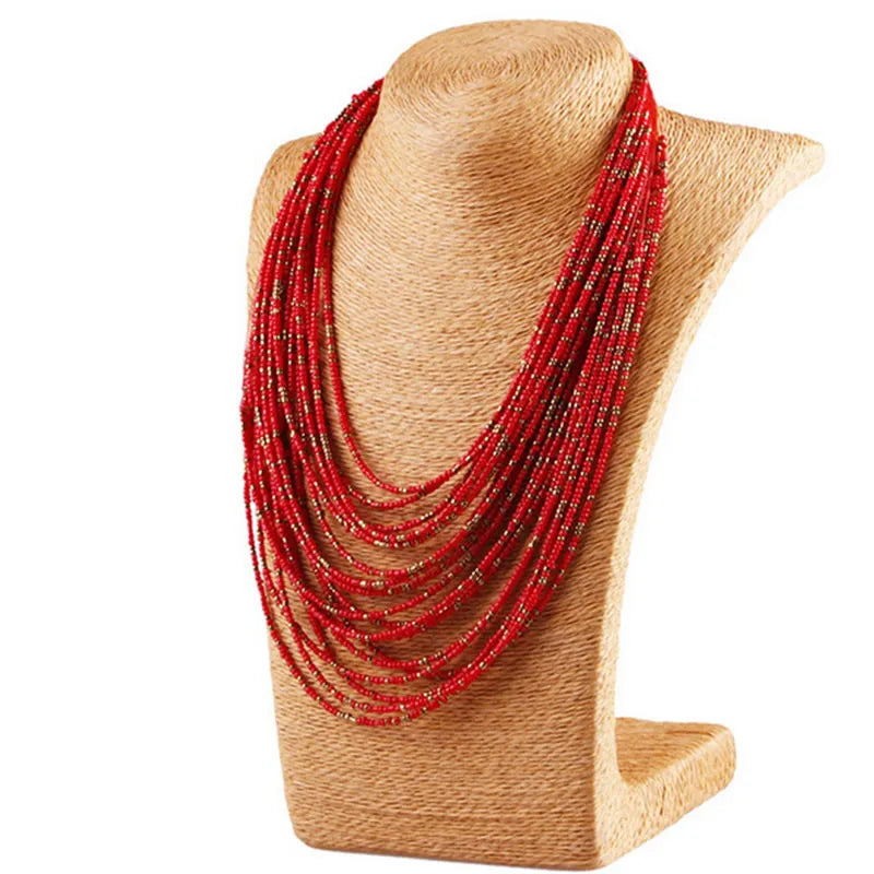 Bead Multilayer Choker Statement Necklace Jewelry