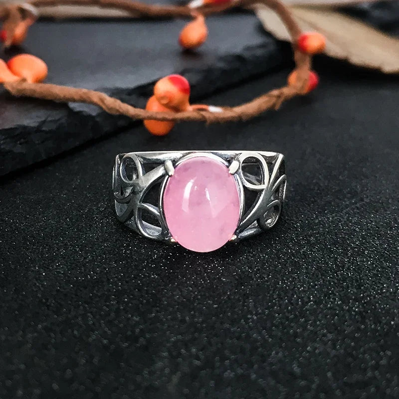 Vintage Spiral Swirl Ring Oval Natural Stone Inlay Open Band Minimalist Boho Statement Ring for Women Fashion Jewelry Wholesale - Charlie Dolly