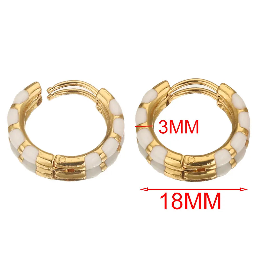 Enamel Round Gold Plated Hoop Earrings Jewelry