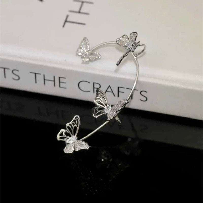 Trendy Bohemian No Piercing Crystal Rhinestone Ear Cuff Earrings for Women Wrap Stud Clip Earrings Girl Earrings Jewelry Bijoux