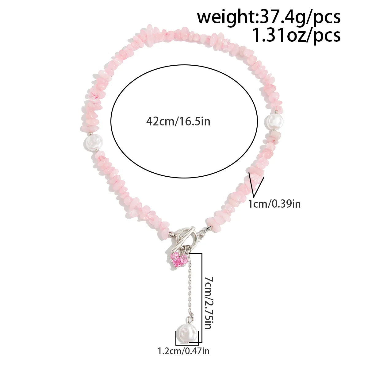 Pink Zircon Heart Pearl Pendant Necklace
