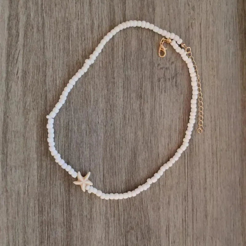 Tidepool Starfish and Turtle Beaded Boho Choker