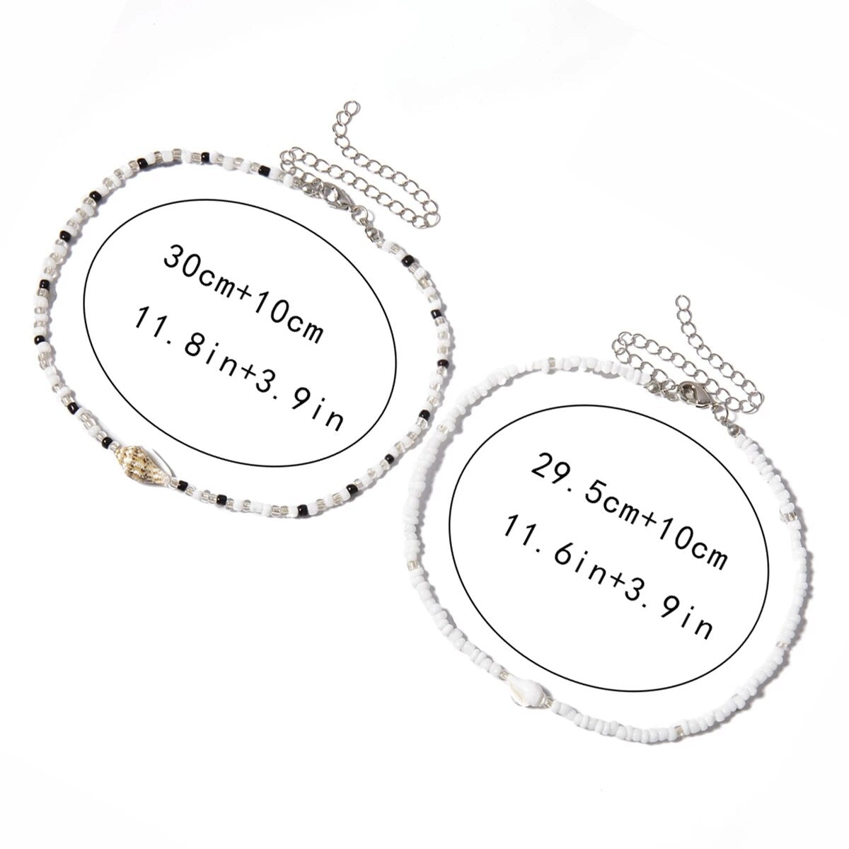 SHIXIN Separable 2 Layered White/Black Beads Necklaces Korean Small Beaded Conch Shell Choker Necklace for Women Fashion Collar