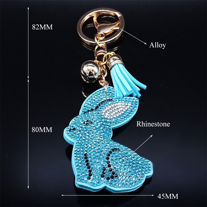 Fashion Lovely Rabbit Keychain for Women Gold Color Crystal Cute Animal Pendant Key Ring Jewelry porta chaves mulher KXHK67S01 - Charlie Dolly