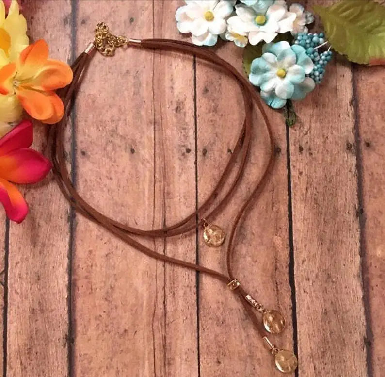Hammered Coin Disc Velvet Rope Choker Necklace Jewelry