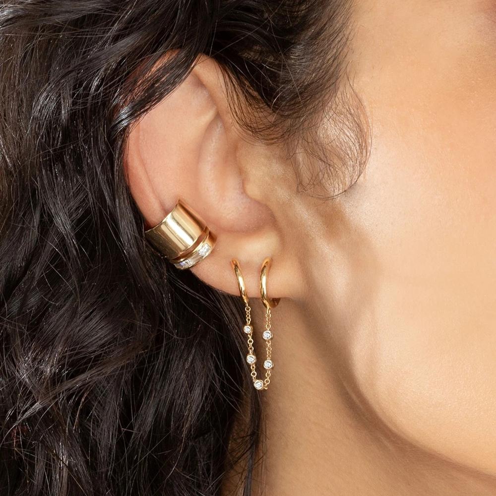 New Fashion Circle Ear Cuff Piercing Earrings for Women Men Gold plated Huggie Unisex Double Piercing Hoop Earing Female Brincos