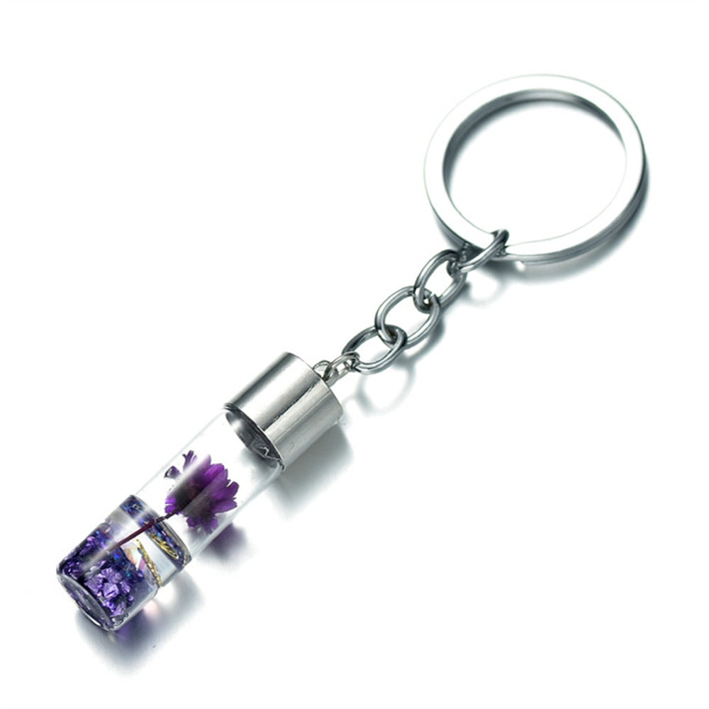 Fashion Eternal Flower Keyring Handmade Natural Plant Keychain for Women Men Bag Accessories Creative Friendship Gifts