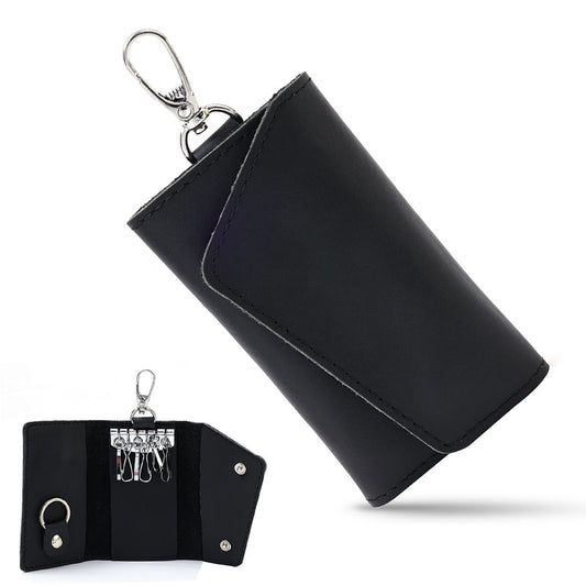 6 Hooks Leather Keychain Storage Men Women Key Holder Organizer Pouch Cow Split Car Key Wallets Housekeeper Key Case Card Bag - Charlie Dolly