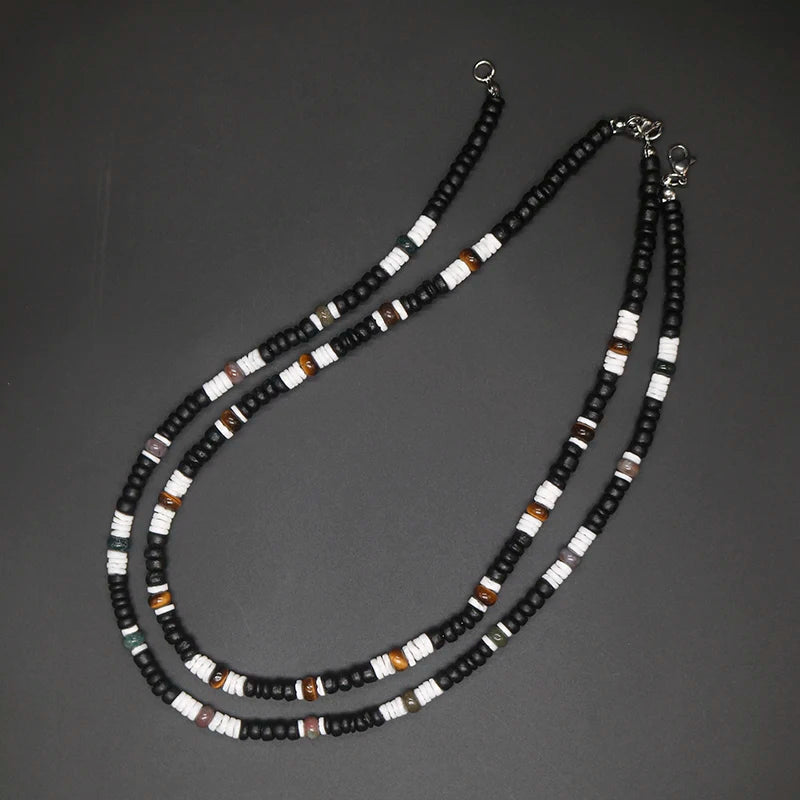 Tribal Coconut and Puka Shell Boho Necklace for Men