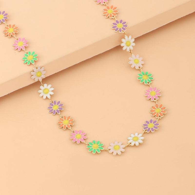 Fashion Sunflower Daisy Necklace for Women Multicolor Clavicle Chain Choker Necklace Wedding Party Bohemian Neck Chain Jewelry