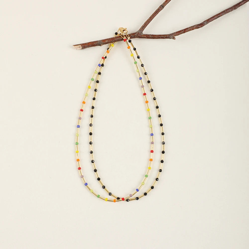 ZMZY Fashion Boho Necklace Women Jewelry Natural Stone Choker Healing Tiny Beads Clavicle Chain Crystal Agates Necklace - Charlie Dolly
