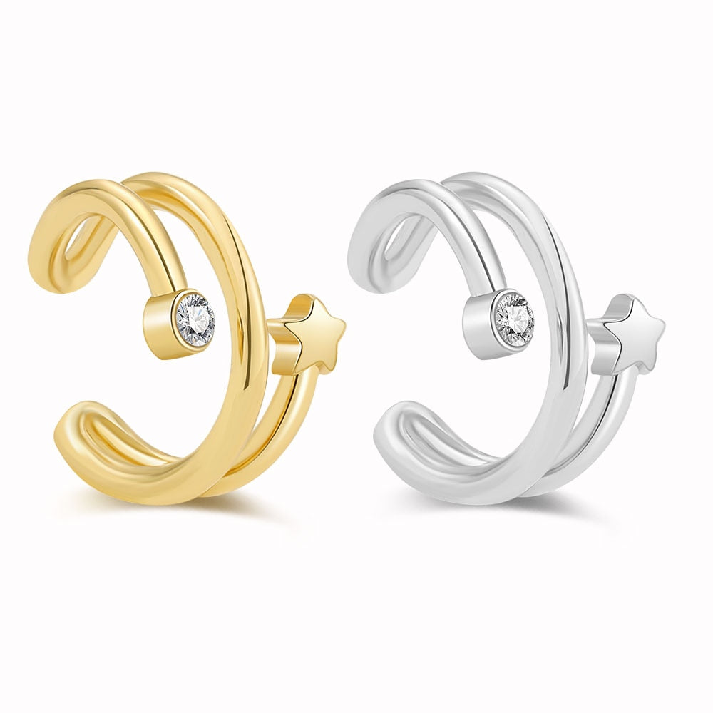 2023 New Fashion Pearl Ear Cuff Bohemia Stackable C Shaped CZ Rhinestone Small Earcuffs Clip Earrings for Women Wedding Jewelry