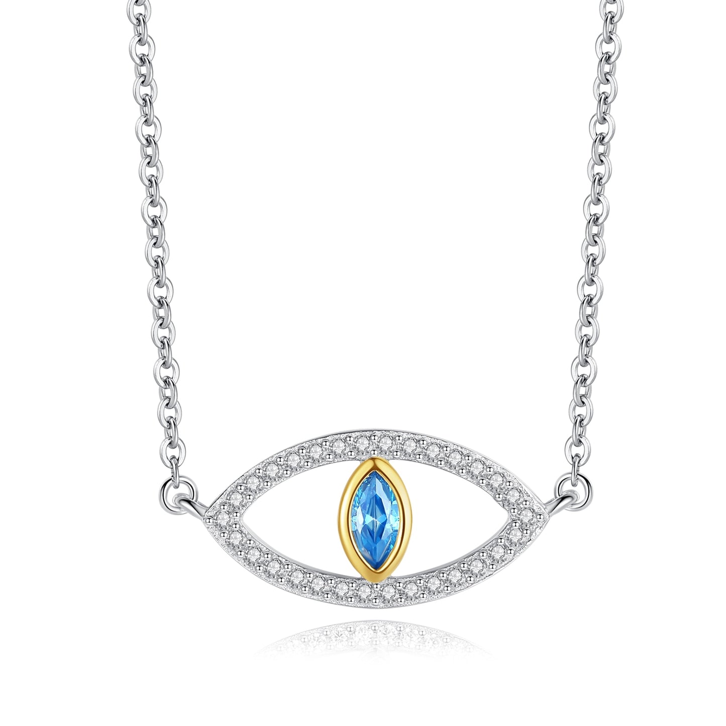 KALETINE 925 Sterling Silver Evil Eye Necklaces Women Gift Crystal CZ Lucky Turkish Blue Eye CZ Necklace Fine Turkey Jewelry