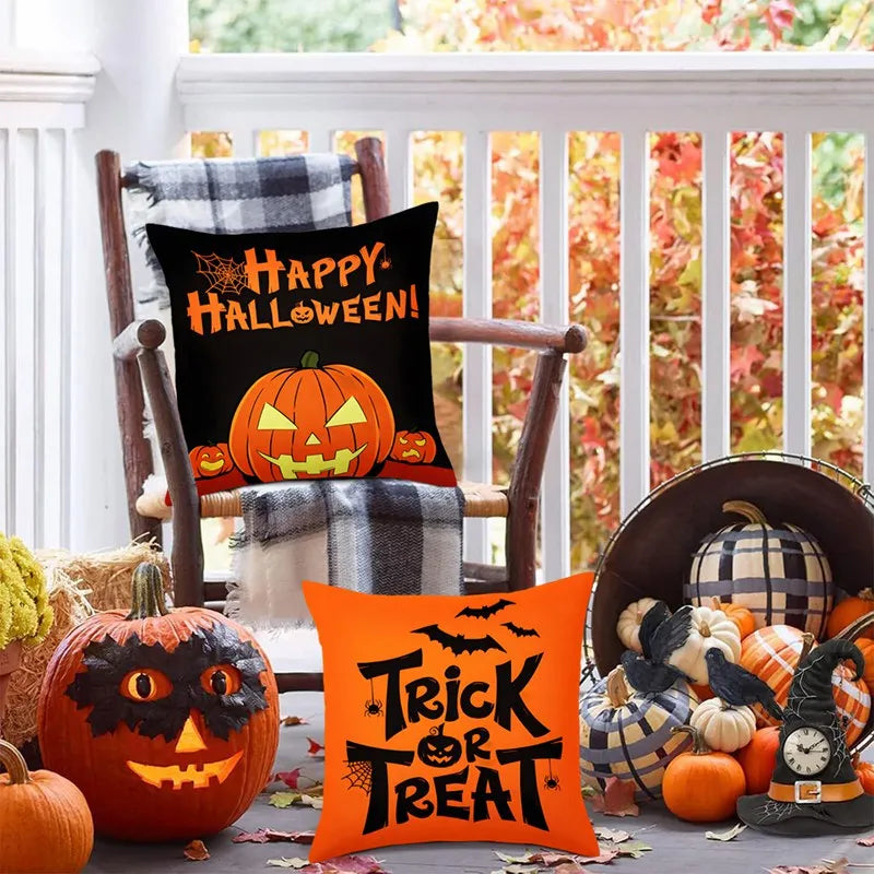 Halloween Pumpkin Ghost Pillowcase Happy Halloween Party Decorations For Home 2024 Trick or Treat Spider Bat Cat Pillow Covers - Charlie Dolly
