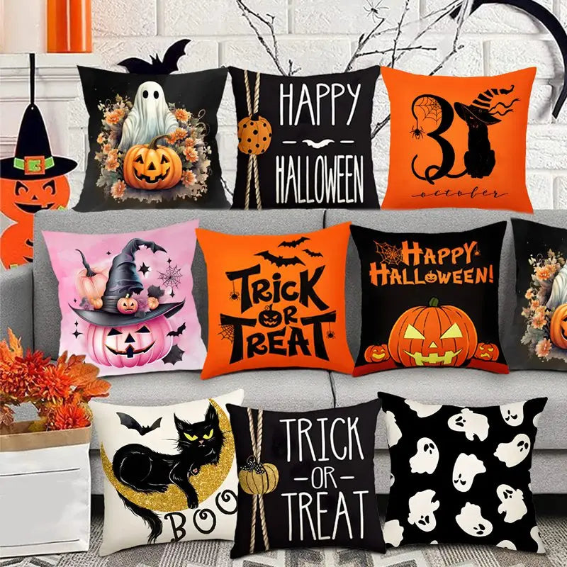 Halloween Pumpkin Ghost Pillowcase Happy Halloween Party Decorations For Home 2024 Trick or Treat Spider Bat Cat Pillow Covers - Charlie Dolly
