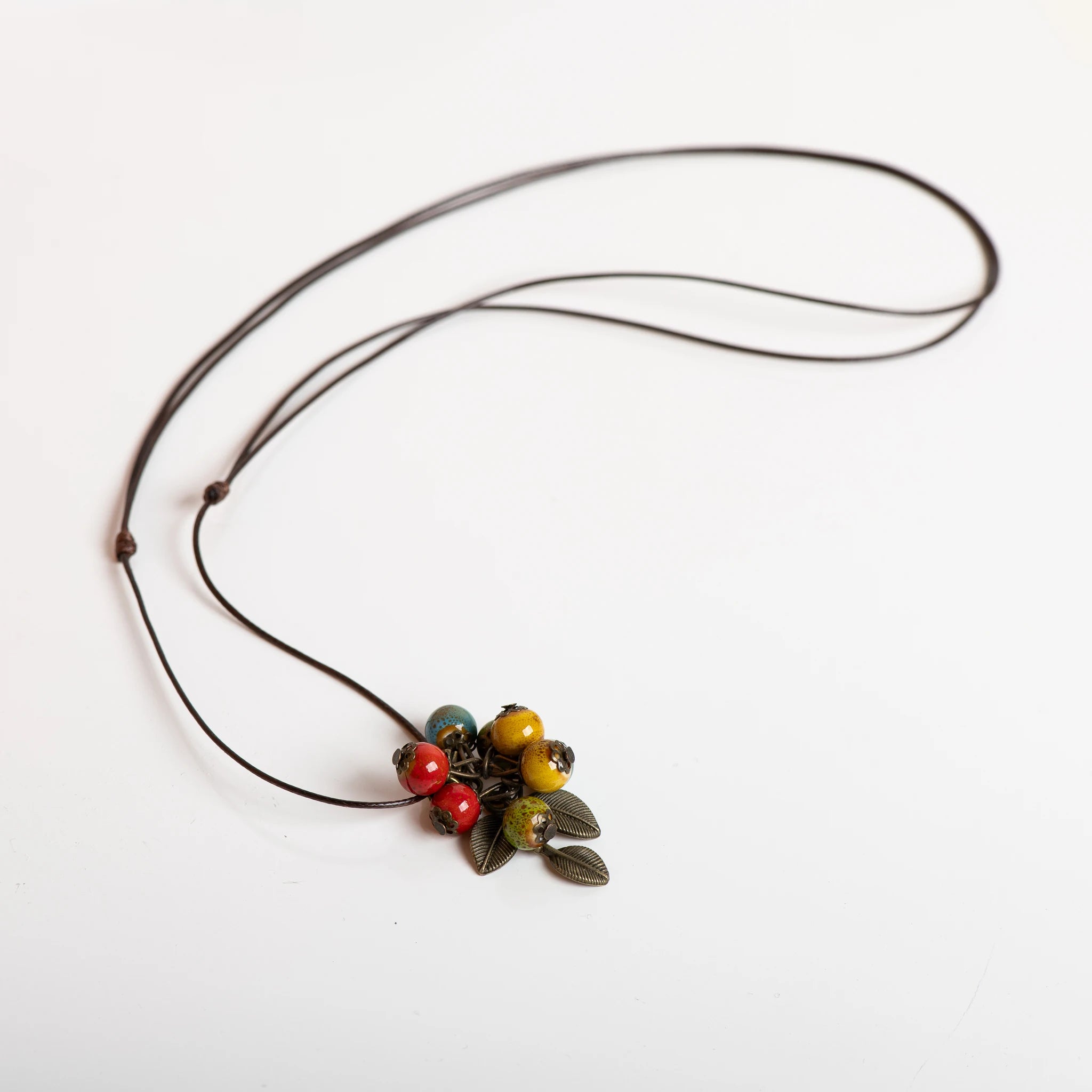 Handmade Ceramic Bead Adjustable Long Necklace Jewelry