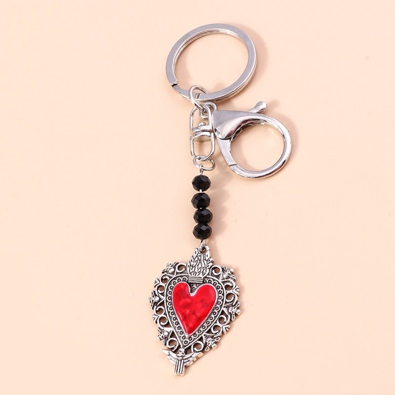 1Pc Bohemia Evil Eye Hamsa Hand Keychain for Women Men Blue Eye Sun Feather Key Ring Bag Pendant Car Key Holder Rings Wholesale