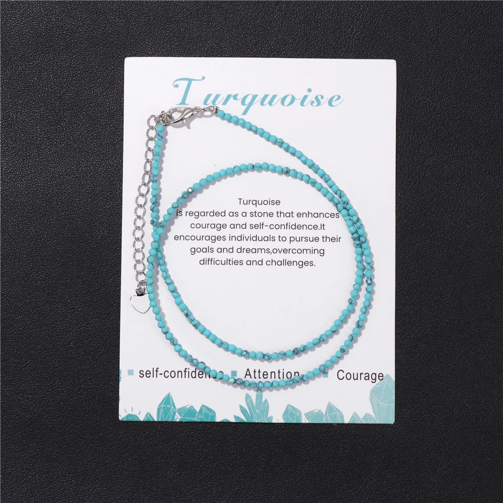 2mm Gemstone Beaded Boho Necklace
