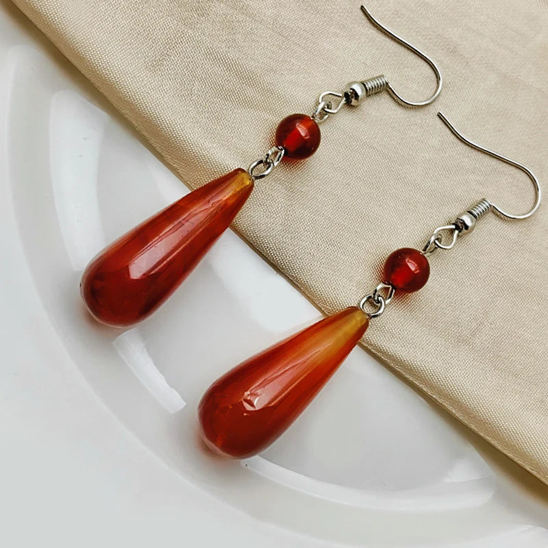 Malachite Tiger Eye Statement Drop Earrings Jewelry