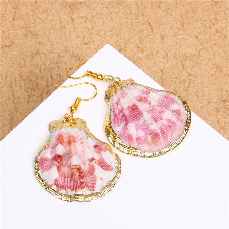 Natural Shell Scallop Drop Earrings Jewelry