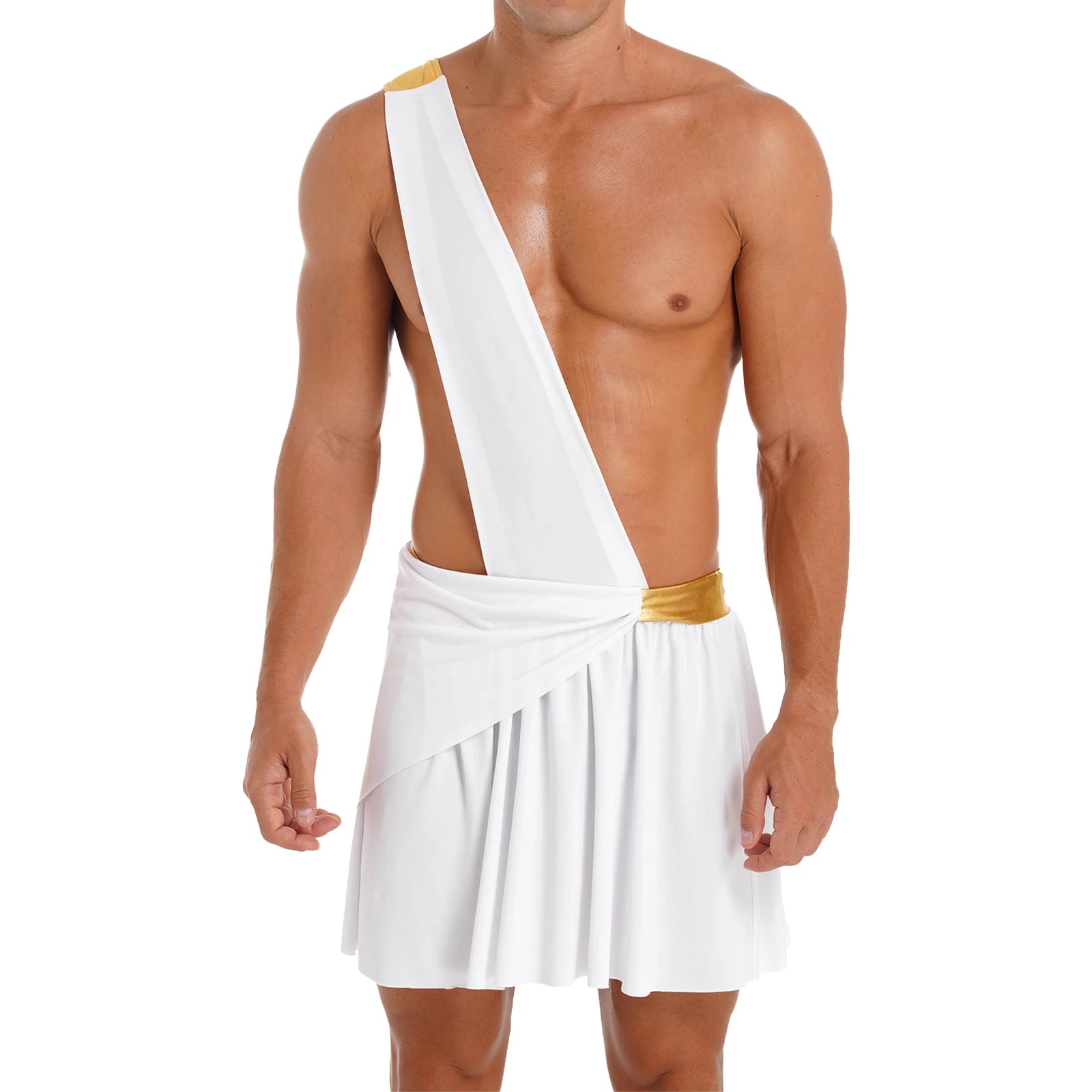 Men's Ancient Greek God Halloween Party Costume Cosplay One Shoulder Strap Skirts Knight Warrior Theatrical Performance Outfit - Charlie Dolly