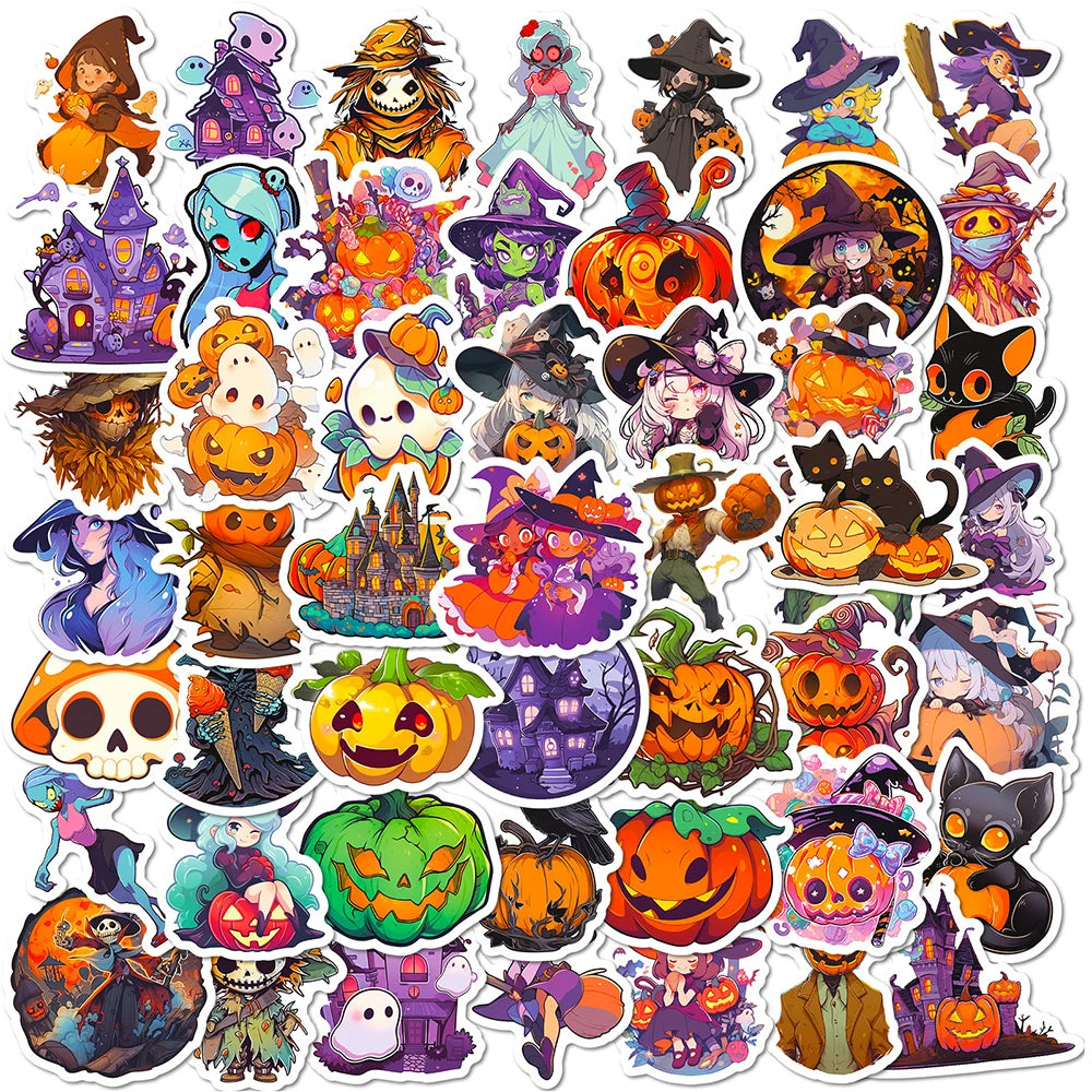 10/30/50pcs Cool Cartoon Halloween Witch Waterproof Stickers Decoration Decals Motorcycle Laptop Phone Luggage Car Sticker Toy - Charlie Dolly