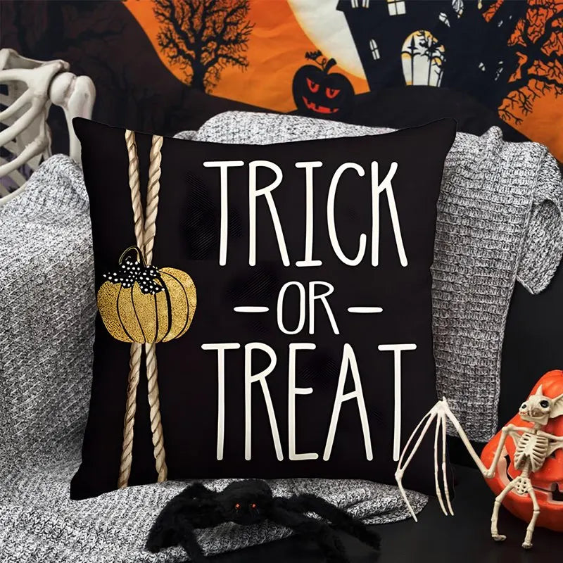 Halloween Pumpkin Ghost Pillowcase Happy Halloween Party Decorations For Home 2024 Trick or Treat Spider Bat Cat Pillow Covers - Charlie Dolly
