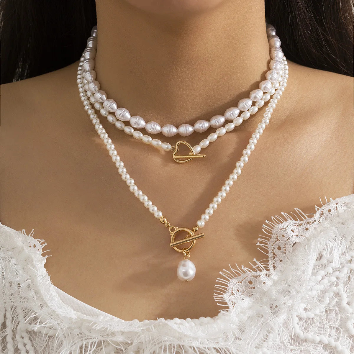 Irregular Pearl Multilayer Choker Necklace Jewelry