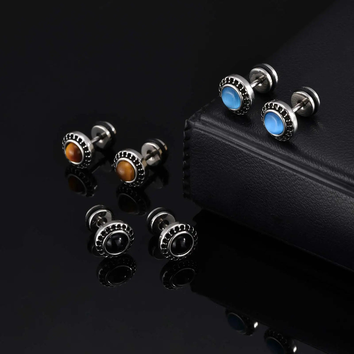 Natural Stone Boho Stud Earrings