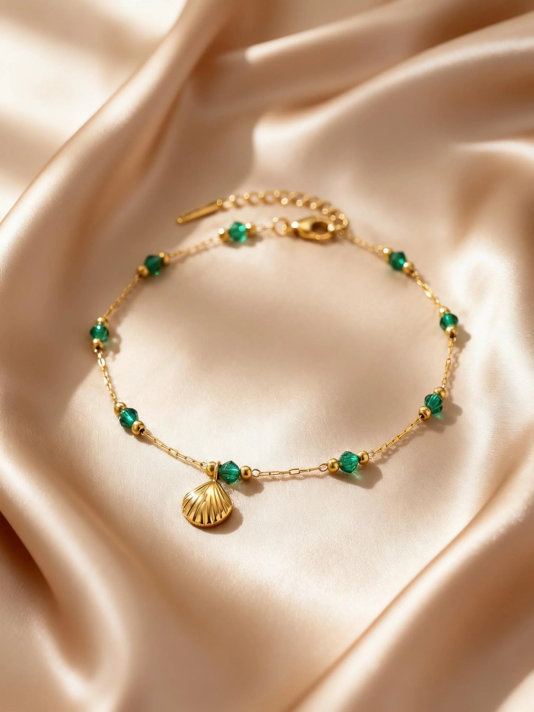 Waterproof Stainless Steel Shell and Conch Beaded Anklet