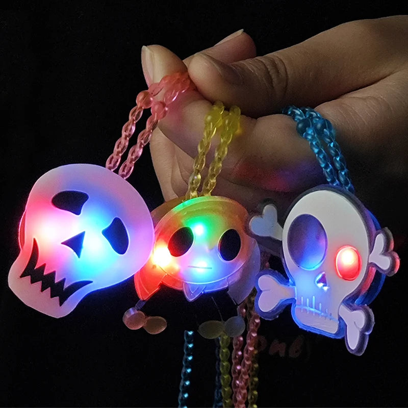 2024 Halloween LED Light-emitting Necklaces for Women Glowing Pendant Toys Children Flash Necklace Halloween Party Decorations - Charlie Dolly