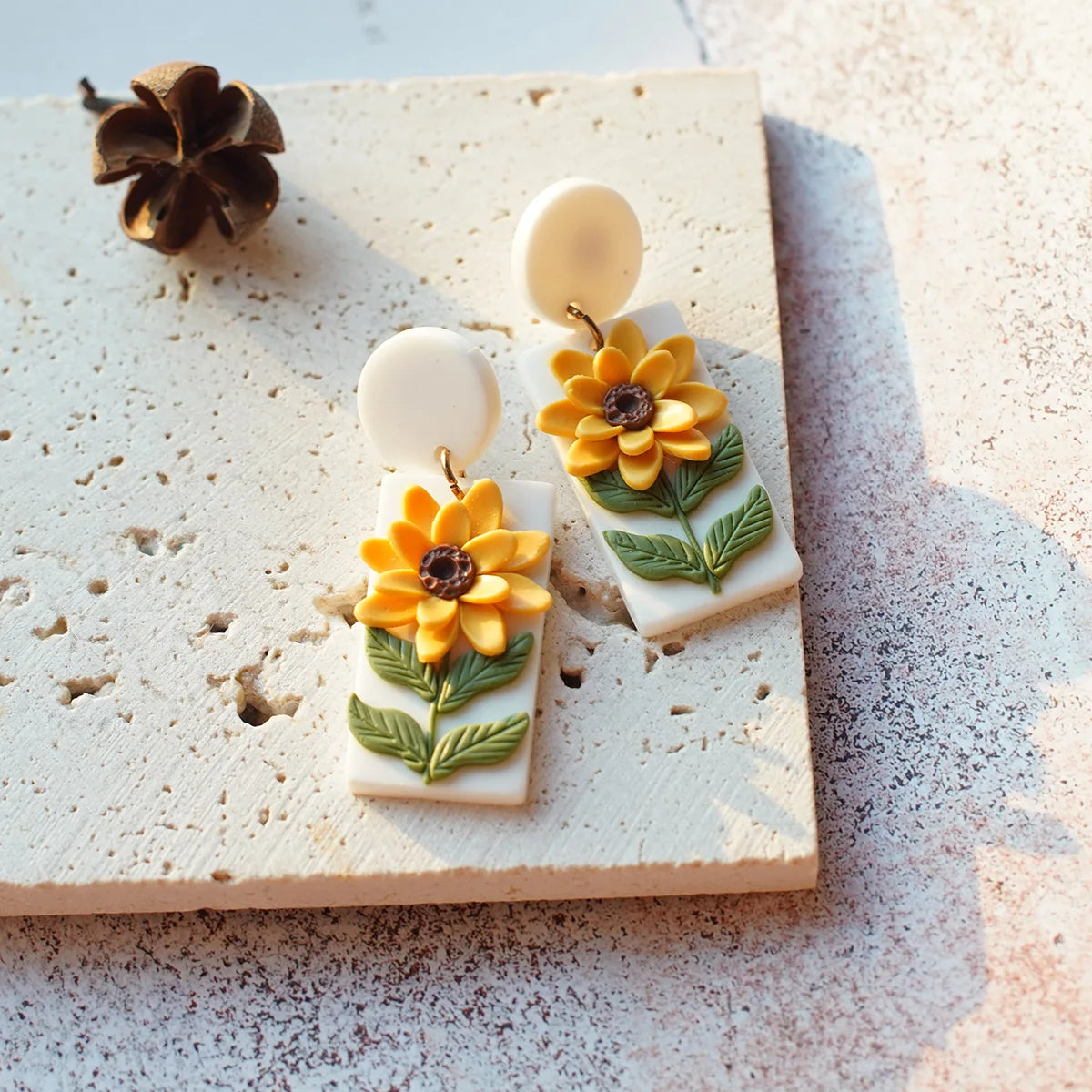 Clay Flower Cluster Egg Nest Earrings Jewelry