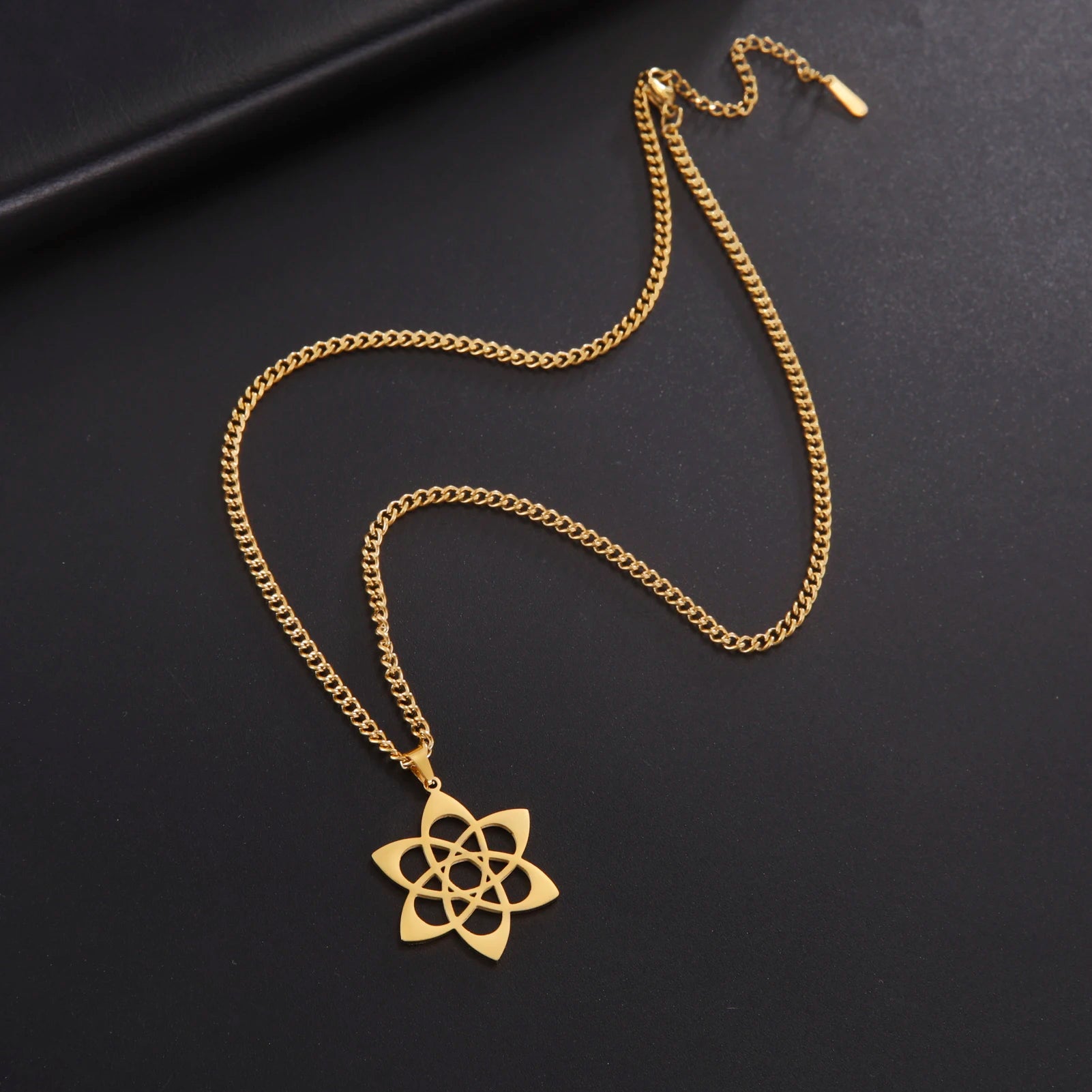 Chakra Lotus & Star of David Amulet Necklace, Hebrew Sacred Protection Talisman
