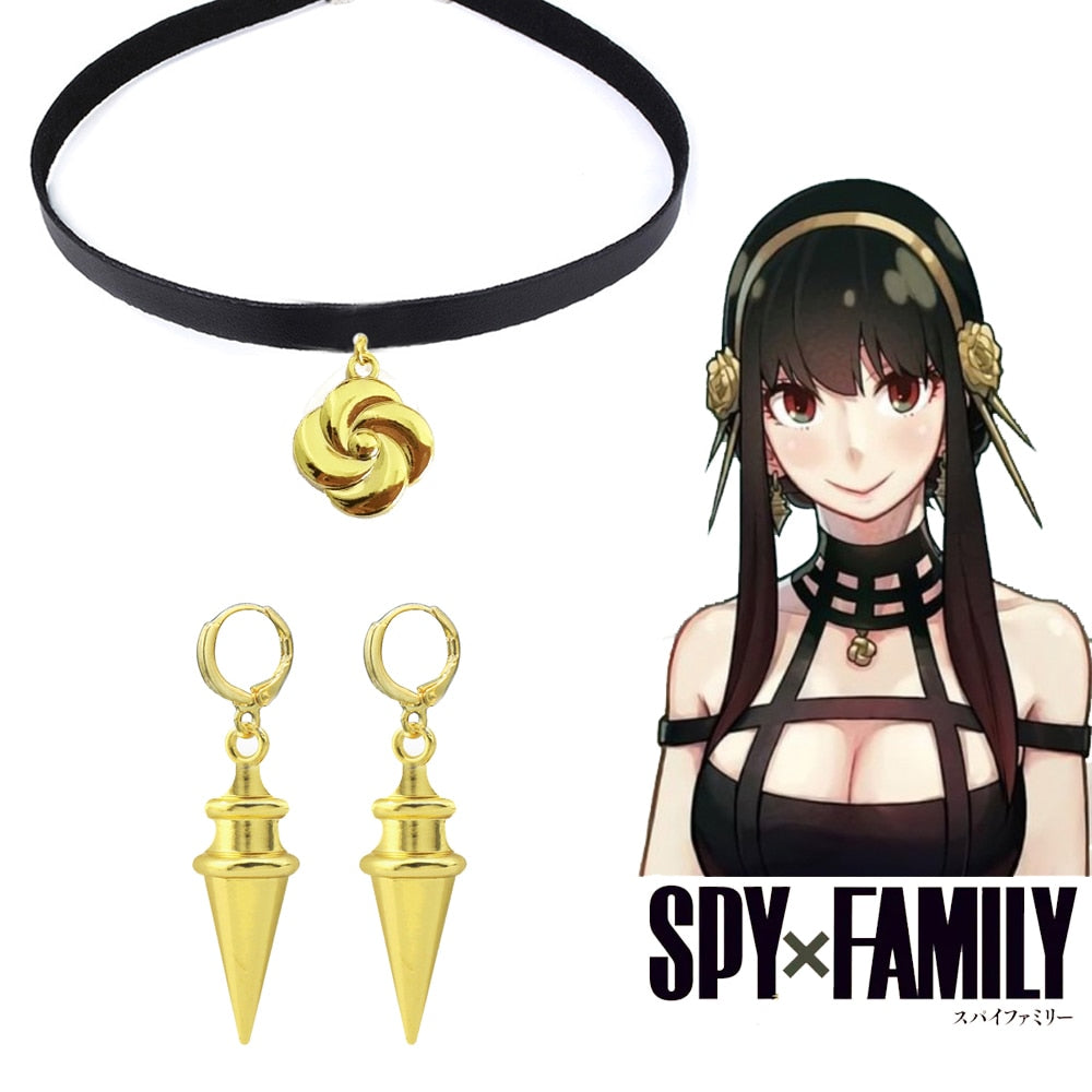 Anime SPY×FAMILY Yor Forger Cosplay Earrings Drop Golden Tapered Punk Women Ear Clips Fans Costumes Jewelry Gift