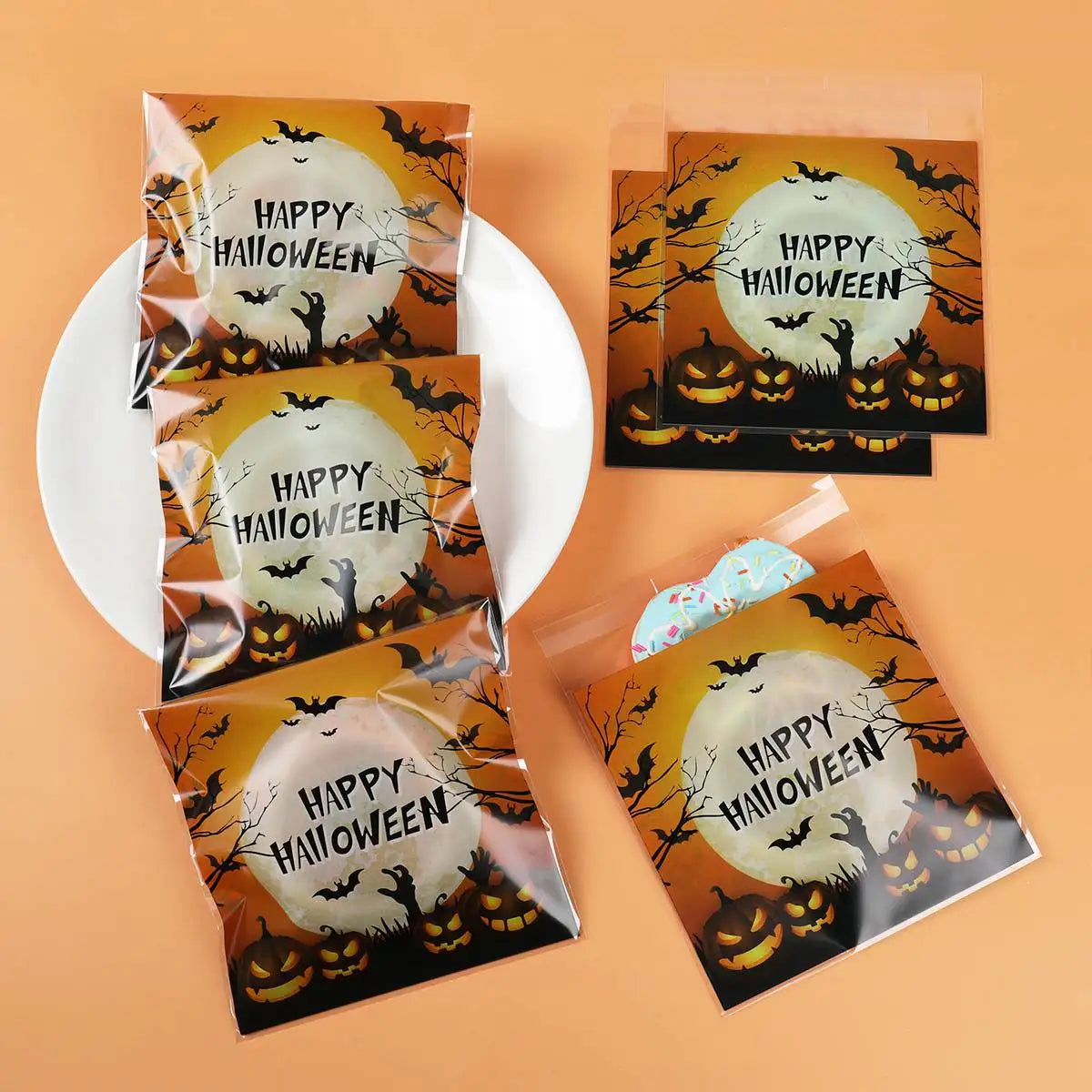 50PCS Halloween Candy Bags Halloween Party Decorations For Home 2024 Packaging Bag Pumpkin Party Ghost Halloween Decor Supplies - Charlie Dolly