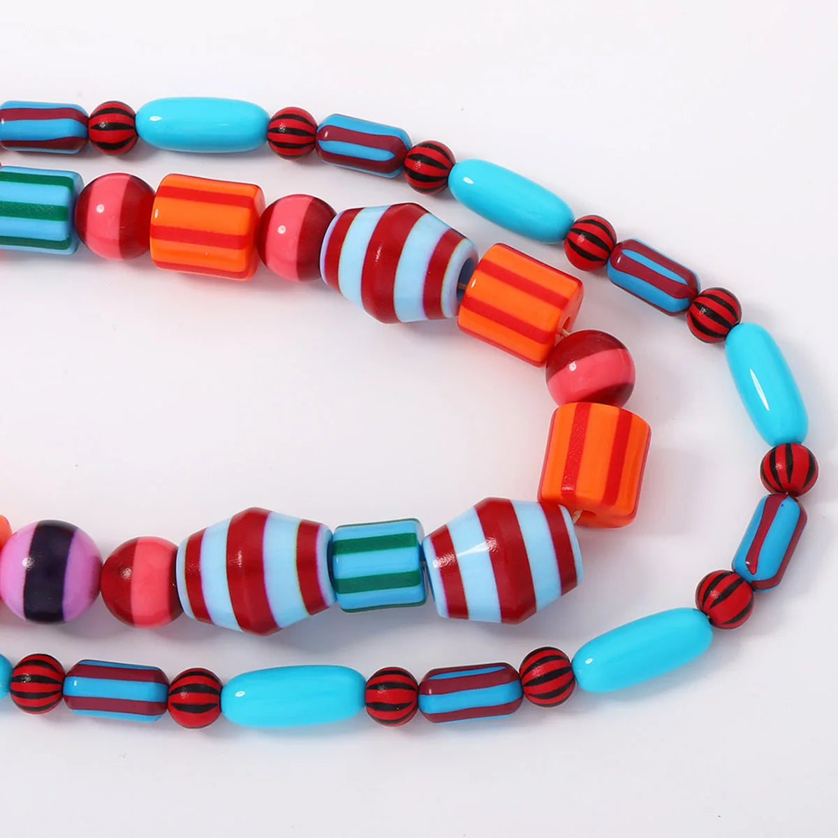 Colorful Resin Bead Double Layer Choker Necklace Jewelry