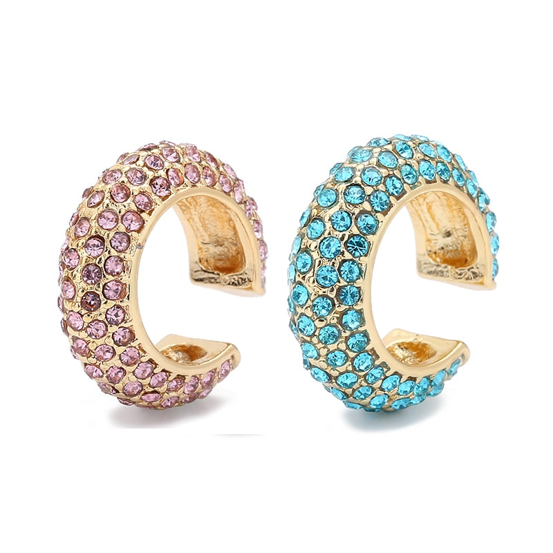 2023 New Fashion Pearl Ear Cuff Bohemia Stackable C Shaped CZ Rhinestone Small Earcuffs Clip Earrings for Women Wedding Jewelry