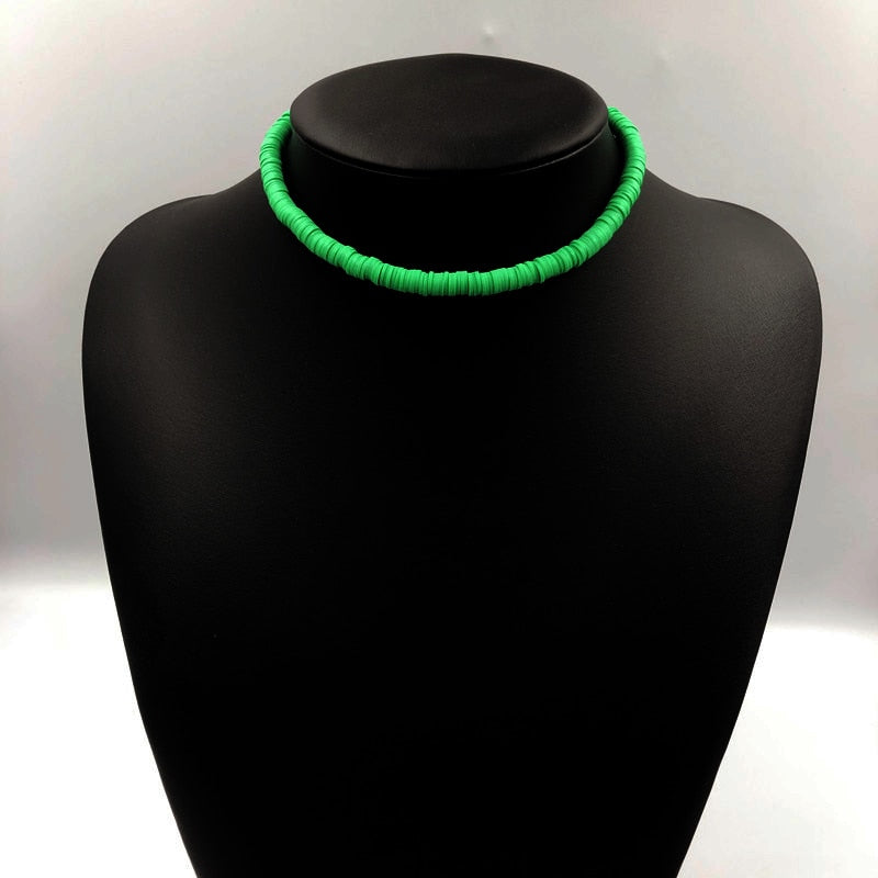 Donarsei New Fashion Colorful Clay Choker Necklace For Women Bohemian Adjustable Soft Pottery Collar Necklace Boho Jewelry